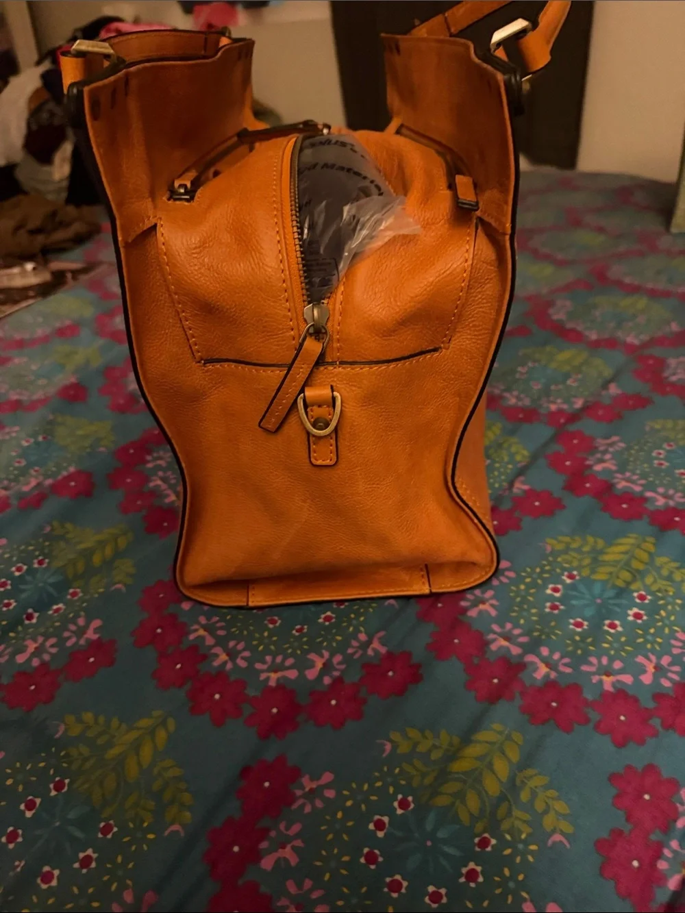 C&C California Orange Leather Top-Handle Satchel NWOT